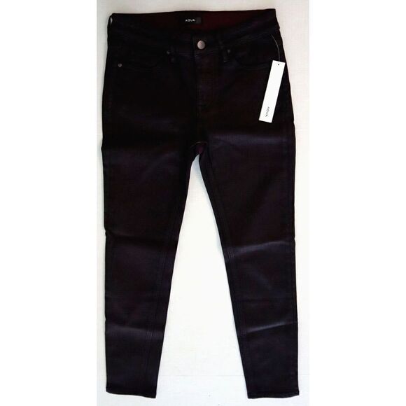Aqua Woman's Sz 25 US 0 Burgundy Jackie Denim High Rise Colored Skinny Jeans $88 - Picture 2 of 4